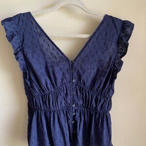 Old Navy Button Up Blouse with Shirring and Ruffles